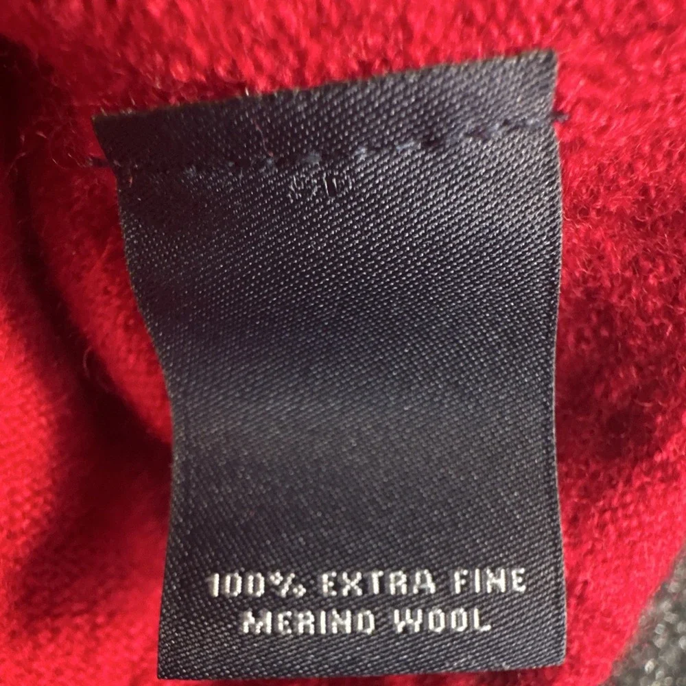 Hart Schaffner Marx Men's Merino Wool Knit V-Neck Pullover Sweater Red 2XLT